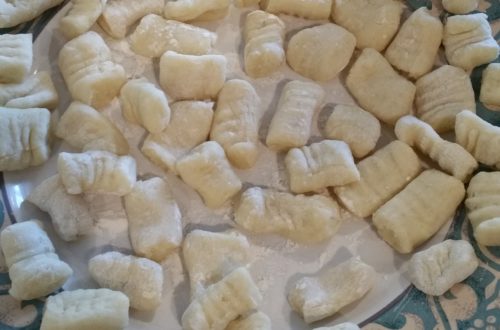 Here is some of the gnocchi before it was put on a lined tray and placed in the freezer.