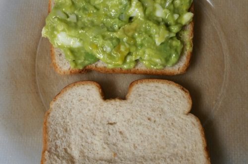 Avocado egg salad spread and almost ready to be eaten!