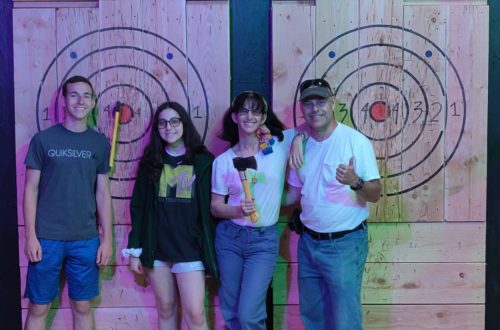 All smiles after our axe throwing adventure!