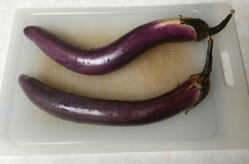 Here are the long Japanese eggplant which I found at my local farmers' market.
