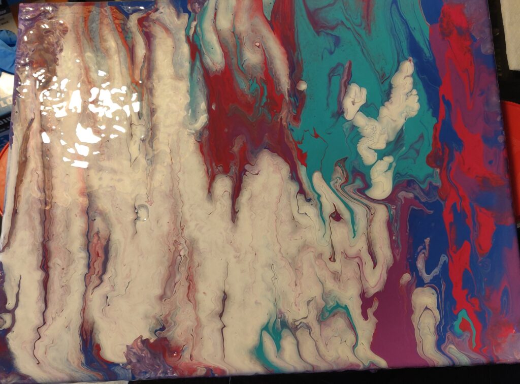 Our first pour painting project!  Pretty impressive, isn't it?!