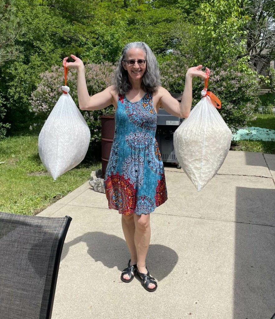 When I said that I made a lot of popcorn, I meant that I made A LOT of popcorn! One bag is white popcorn, and the other is yellow popcorn.