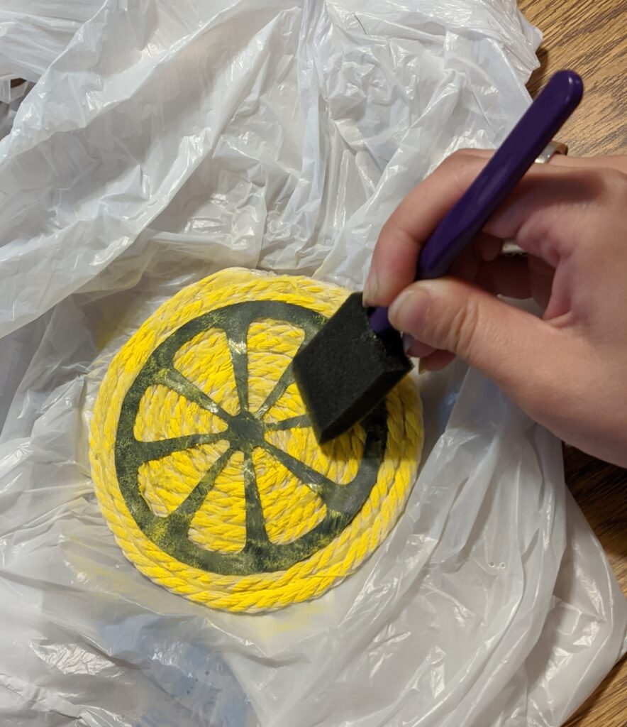 Making the lemon coaster.