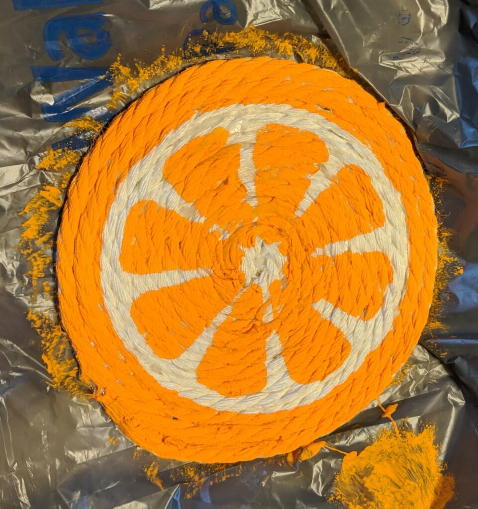 Despite the wonky shape, I like how this orange coaster looks!