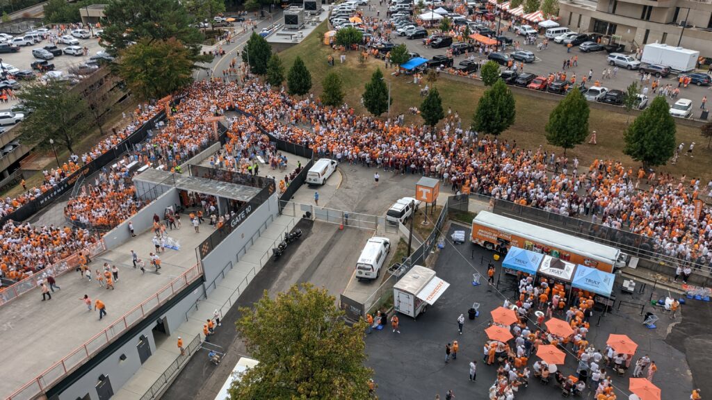 Lots of people on their way to join us in the stadium.