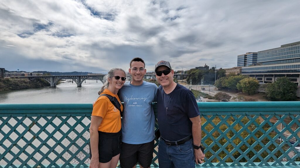 Standing by the river.  Neyland Stadium is behind us.  There would be a lot of energy growing there!