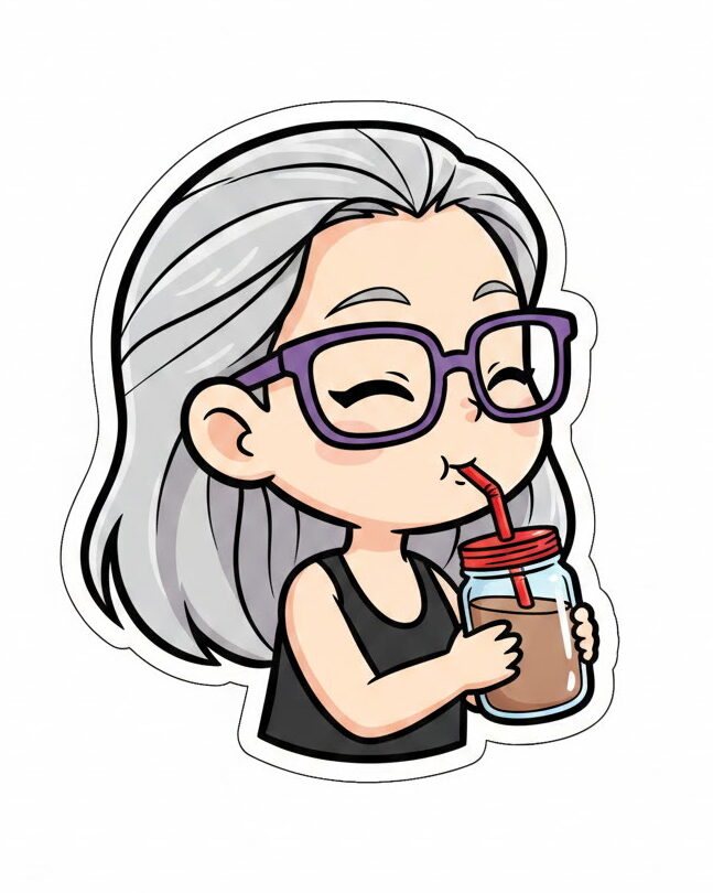 Cartoon me enjoying my coffee.